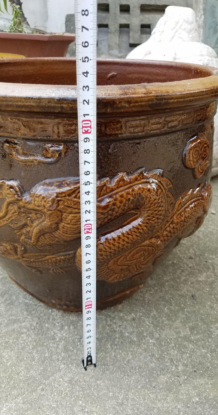 老雕双龙戏珠陶缸