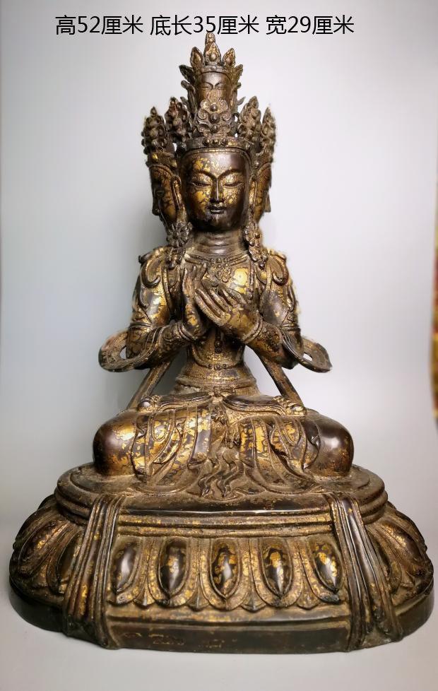 清代鎏金 藏传 三面佛 造像_清代鎏金 藏传 三面佛 造像价格_清代鎏金
