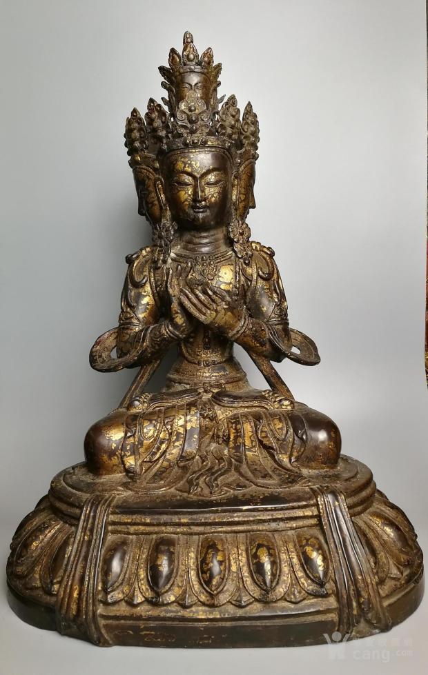 清代鎏金 藏传 三面佛 造像