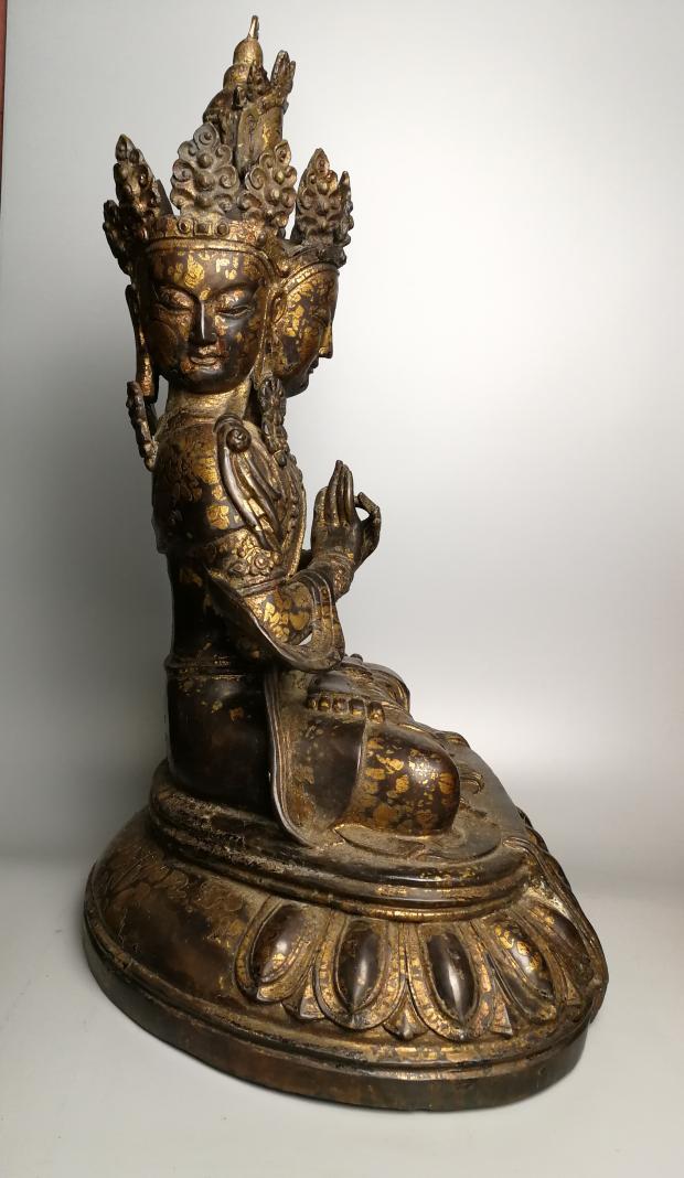 清代鎏金 藏传 三面佛 造像