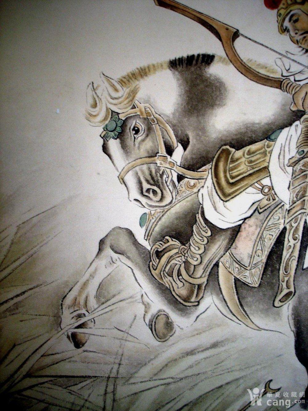 天津国画大师 刘奎龄 李广引弓图 纸本立轴