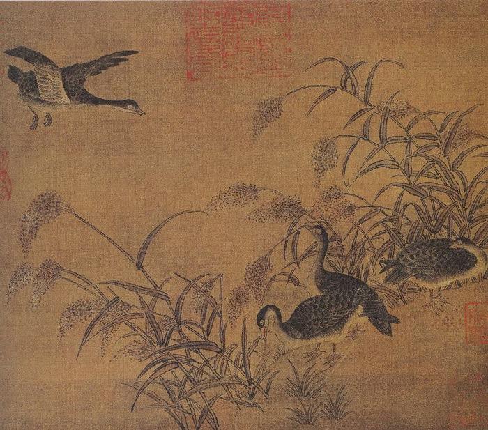 北宋 吴元瑜 秋汀野鸭图