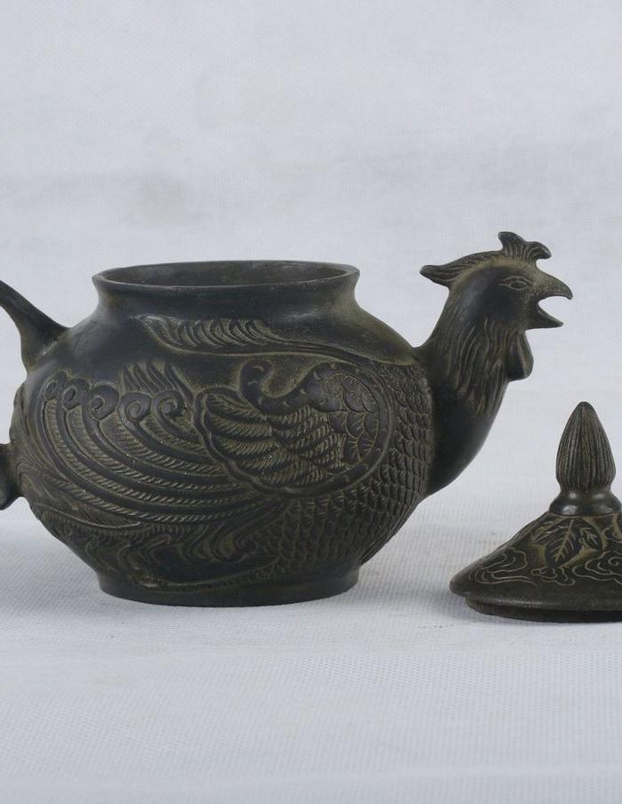 古玩铜器纯铜凤凰酒壶茶壶凤头壶古玩收藏