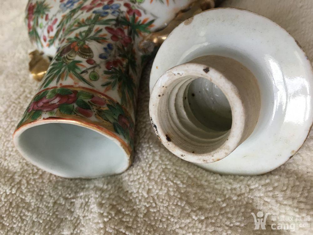 清代中期广彩外销瓷器 怀中抱月 五彩瓶