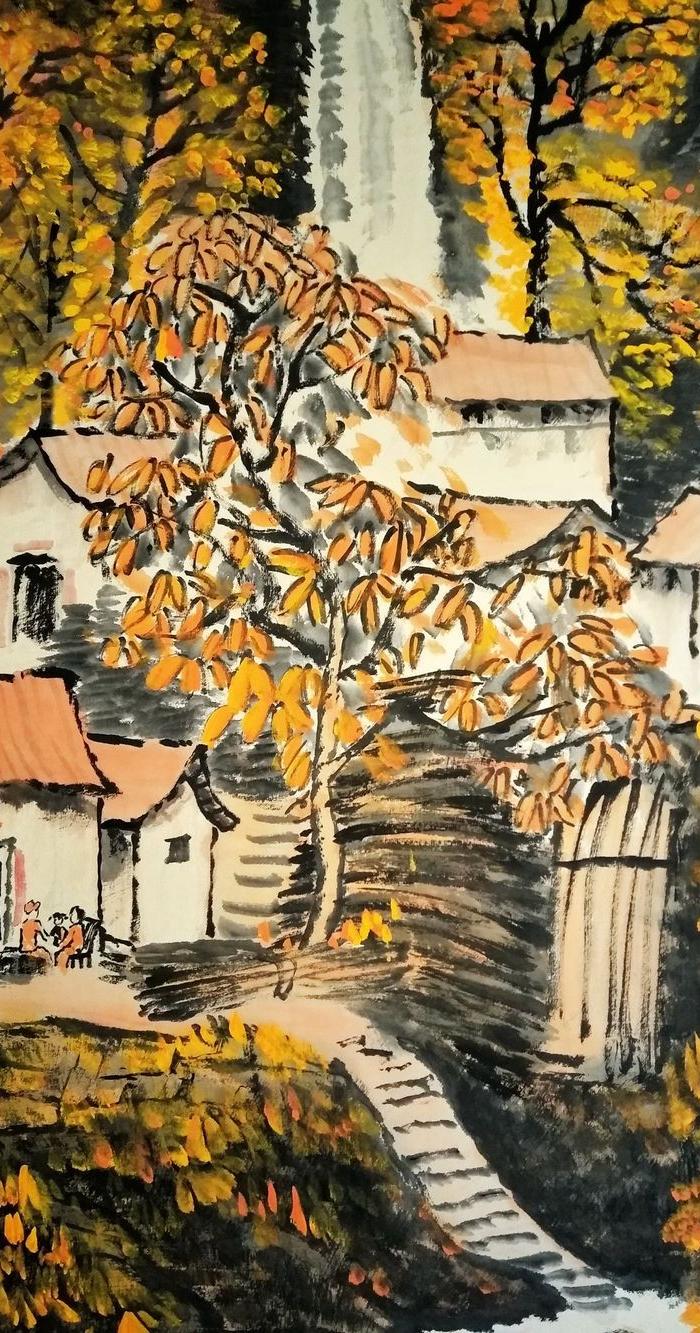 李可染.六尺.太行人家.镜心