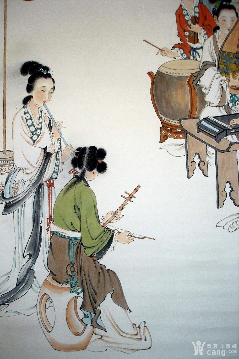 人物画名家 刘凌沧 工笔聆曲图 中堂立轴