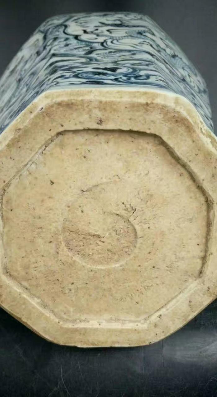 元青花八方梅瓶,高42cm口径宽5cm底足宽13cm