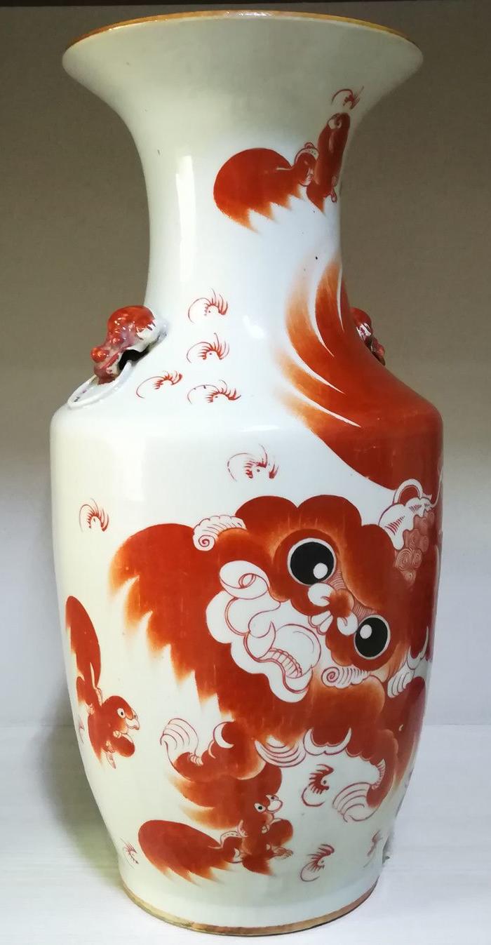 民国早期红狮子雕环耳瓶图片_来自藏友古老文化_瓷器_地摊交易_华夏