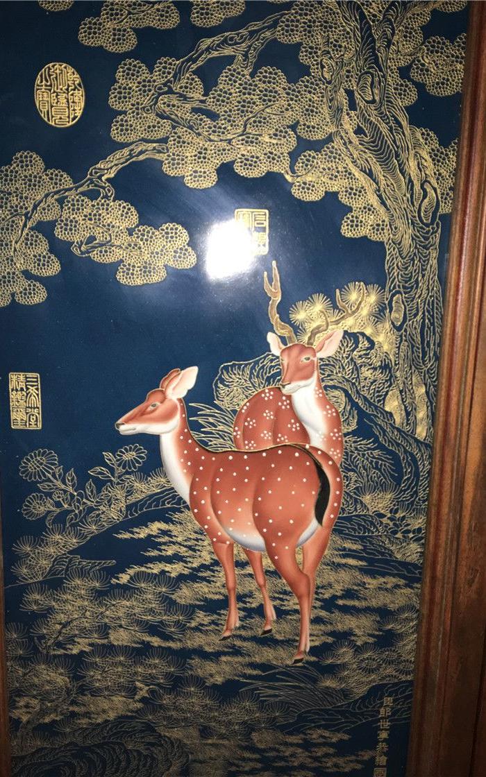 郎世宁九鹿图瓷板
