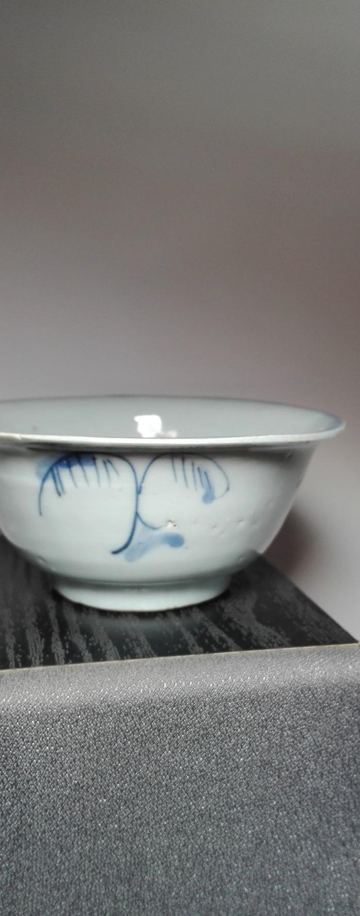 明天启青花山水风景纹压手杯