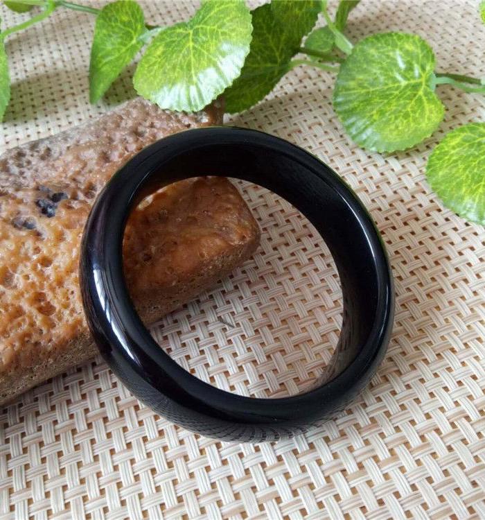 供应 精品黑曜石镯子 光泽 荧润 乌金黑 黑曜石手镯