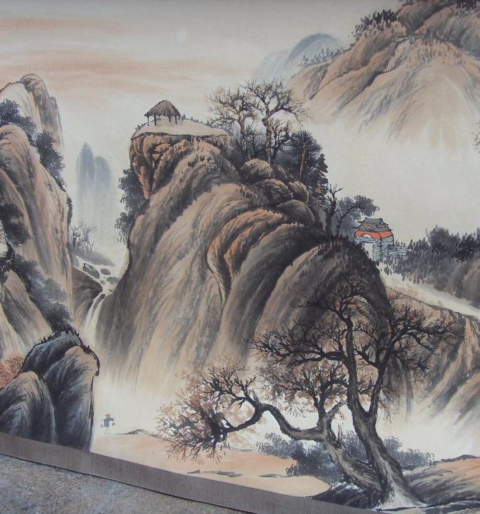 任伯年山水巨幅画