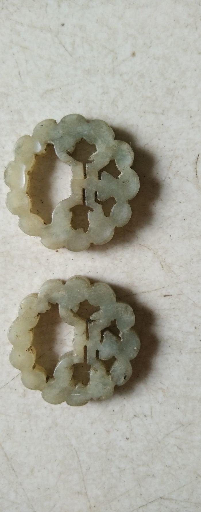 清代和田锈莹玉一对