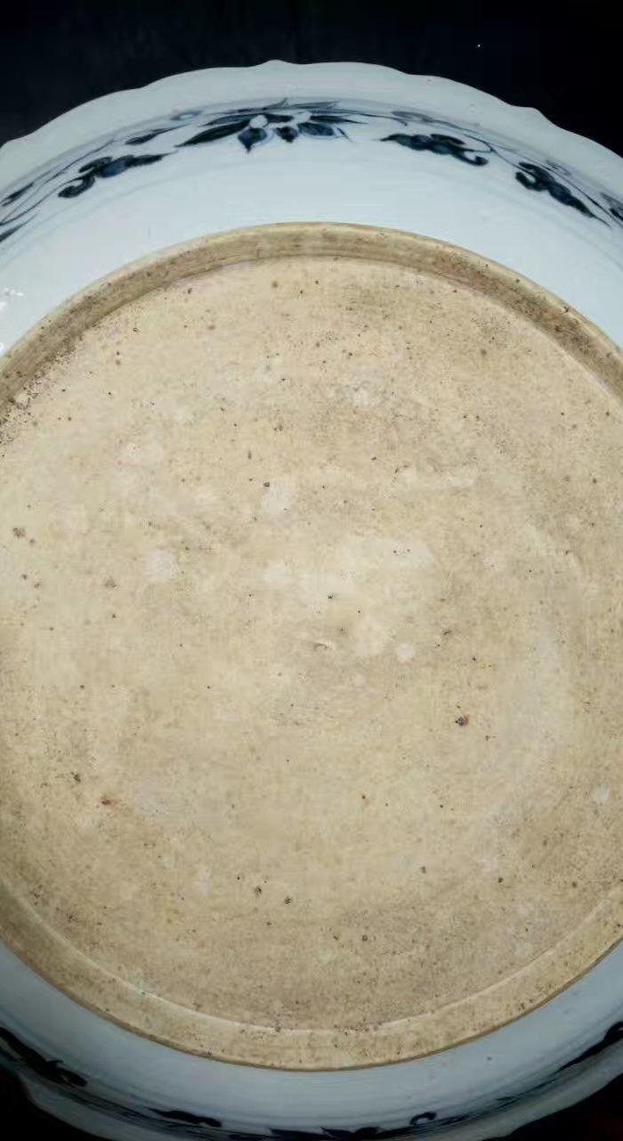 元青花麒麟凤纹盘,直径宽44cm高12cm底足宽27cm