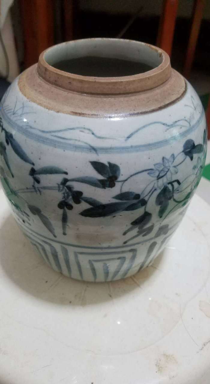 明代青花 三友图 人头罐