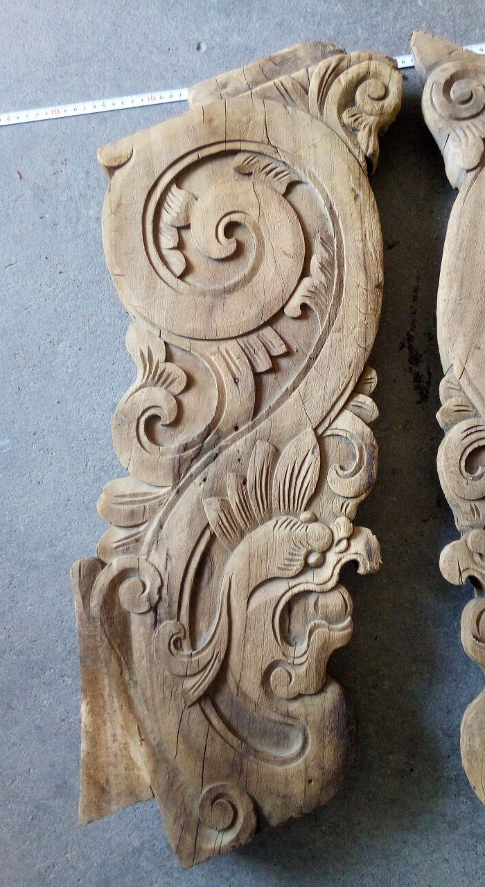 清代草龙牛腿木雕一对 顺丰到付