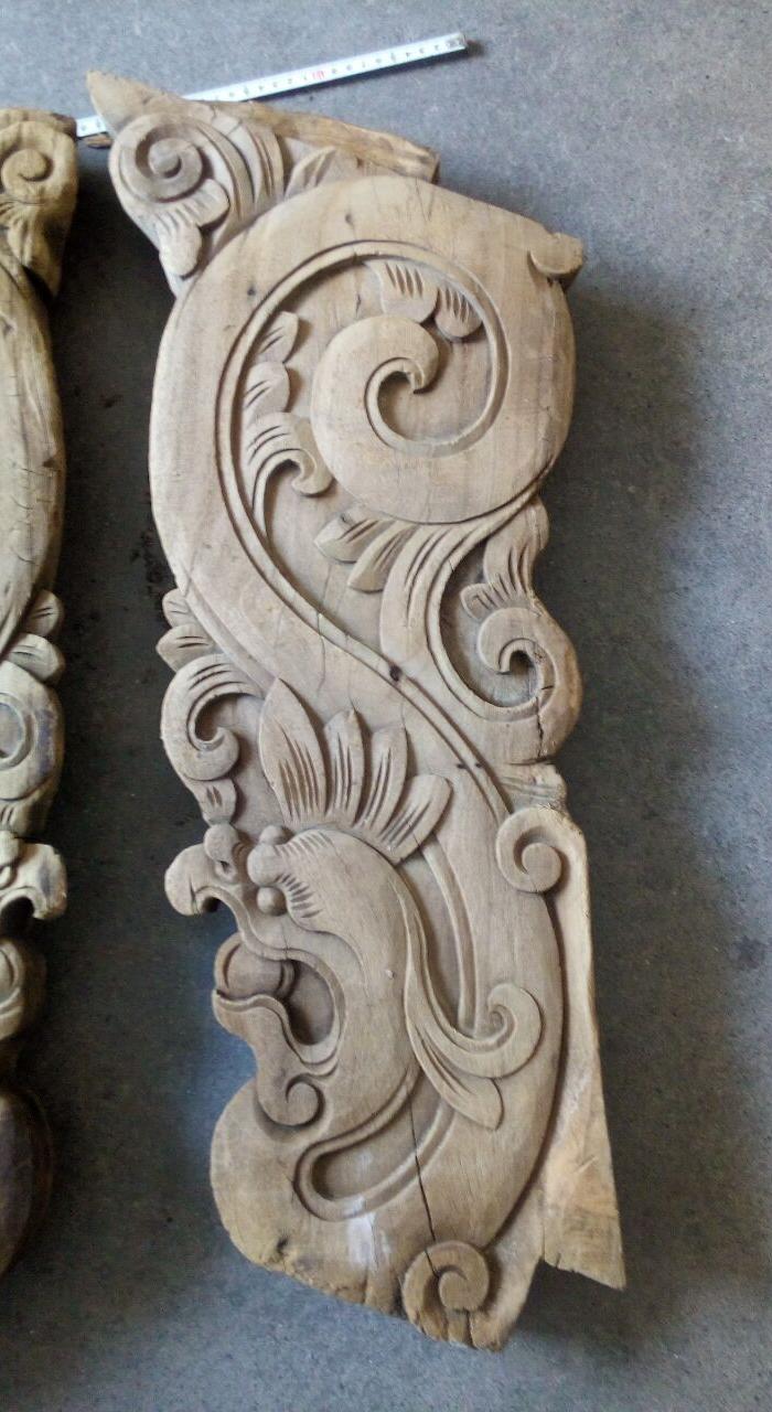 清代草龙牛腿木雕一对 顺丰到付