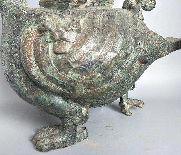 做工精致的老铜鸟提壶