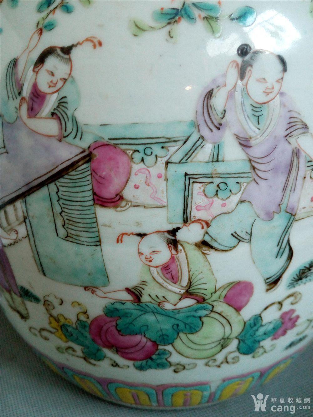 清同治婴戏图大全粉彩人物罐