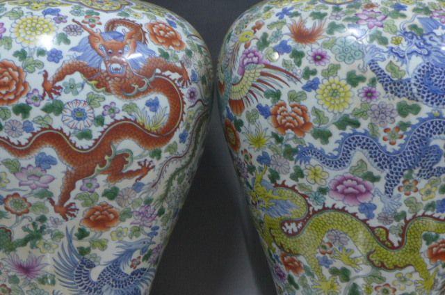 斗彩龙纹梅瓶一对图片_来自藏友春缘来_杂项_地摊交易_华夏收藏网