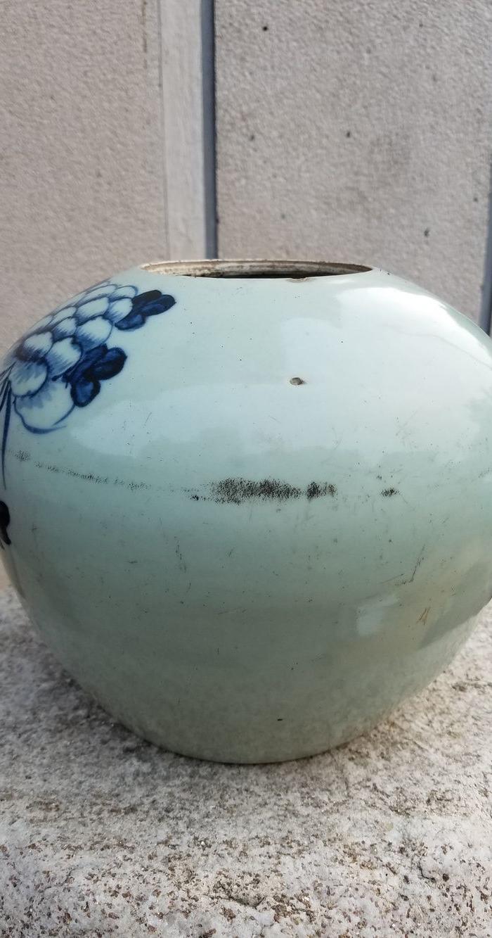 清中期青花花卉西瓜罐 全品