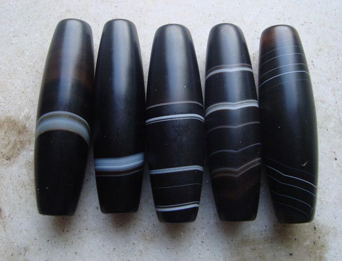 五个黑玛瑙缠丝大勒子 包邮.