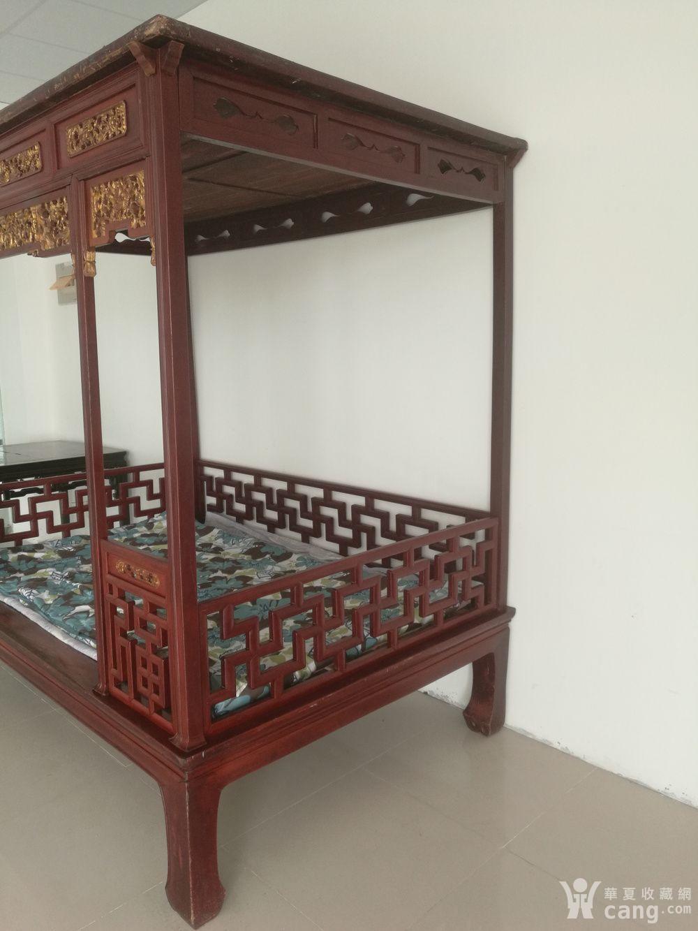 精品!老红漆榉木架子床