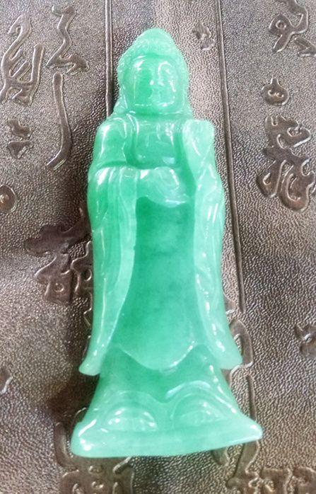翡翠铁龙生绀青站观音吊坠玉石菩萨特价