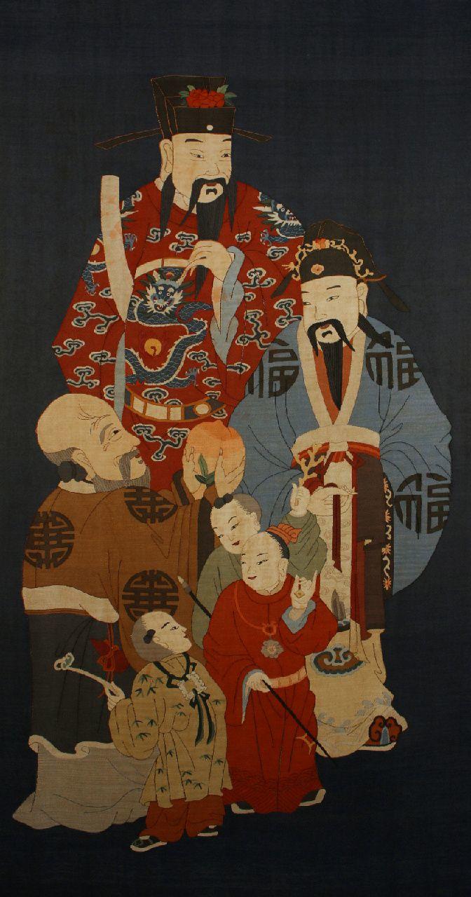 中国缂丝刺绣 福禄寿