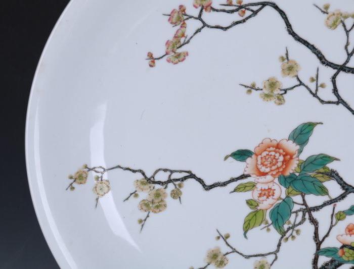 清雍正珐琅彩过枝梅花纹大盘高9直径50