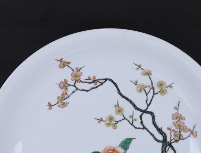 清雍正珐琅彩过枝梅花纹大盘高9直径50