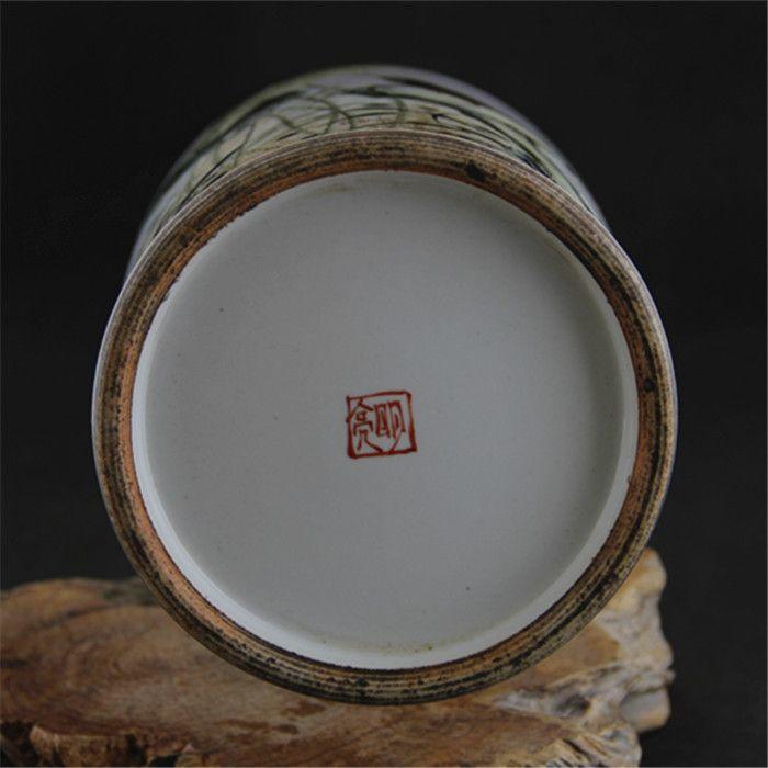 民国粉彩花鸟纹双耳棒槌瓶 李明亮精品