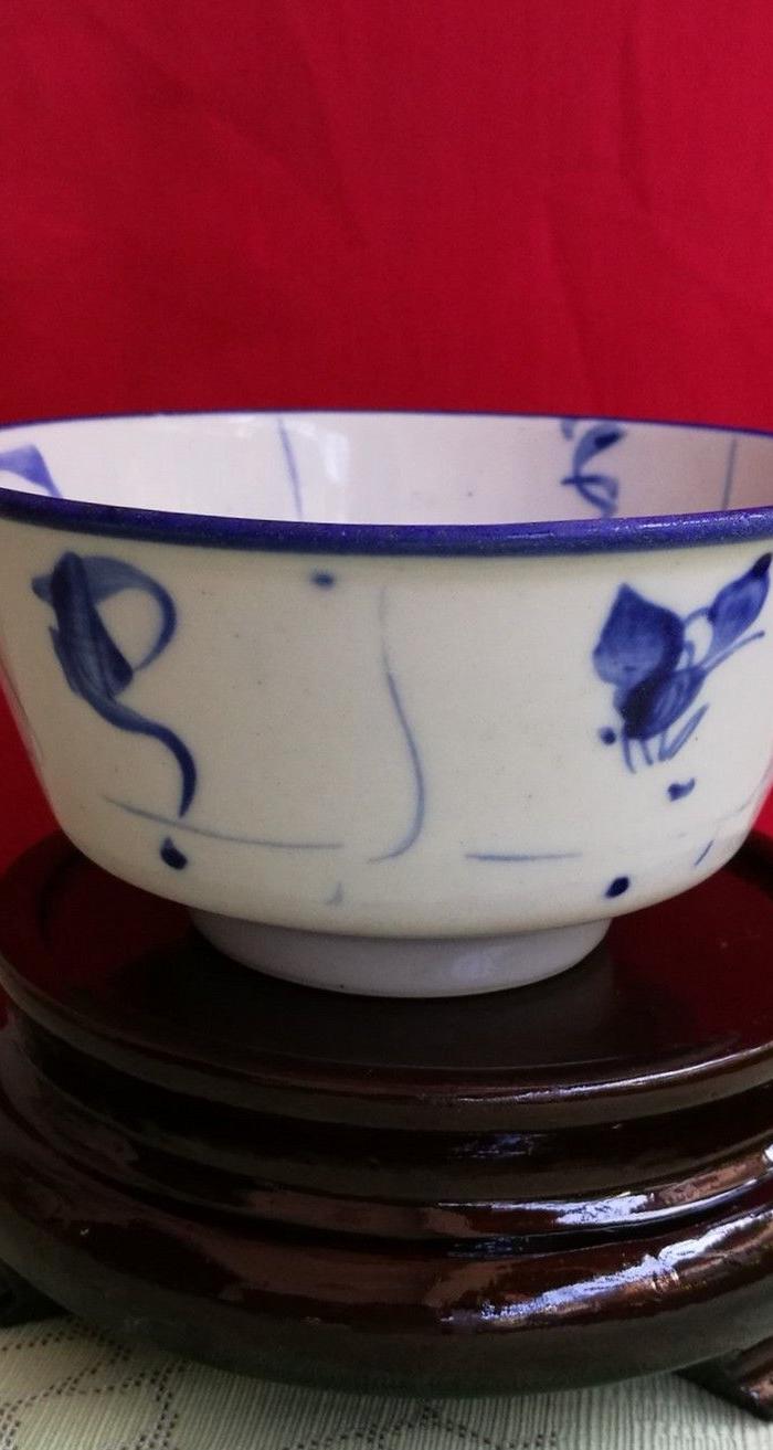 好品晚清民国德化青花灵芝纹碗