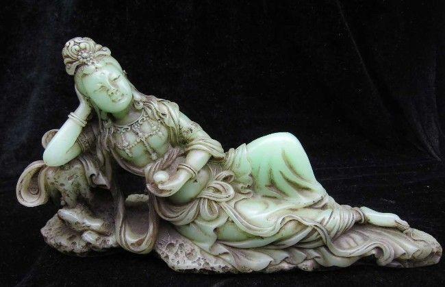 老玉睡观音摆件