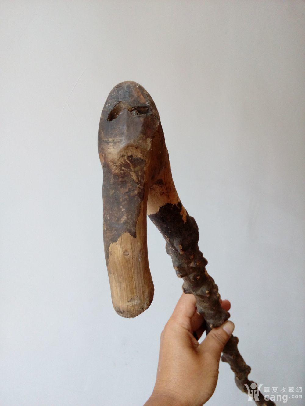 清代野生老花椒木拐杖