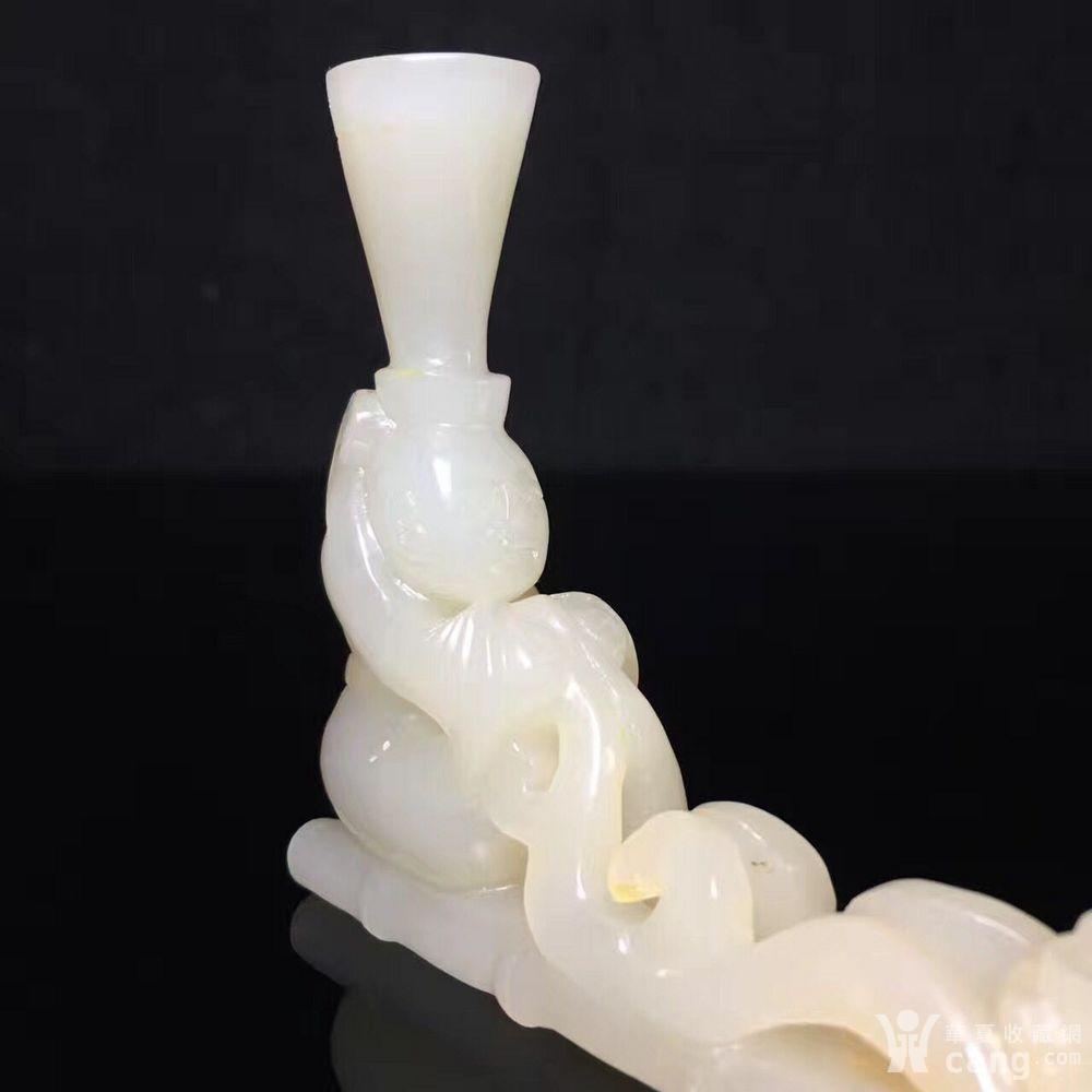 晚清老和田玉问道玉香插摆件