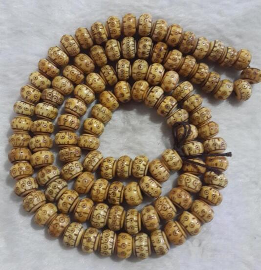 西藏牦牛骨108颗佛珠手串骨雕凤眼项链