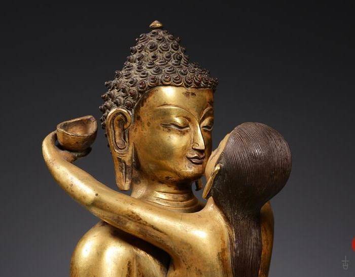 明永乐.铜鎏金皇家寺院供奉原封底双身佛像