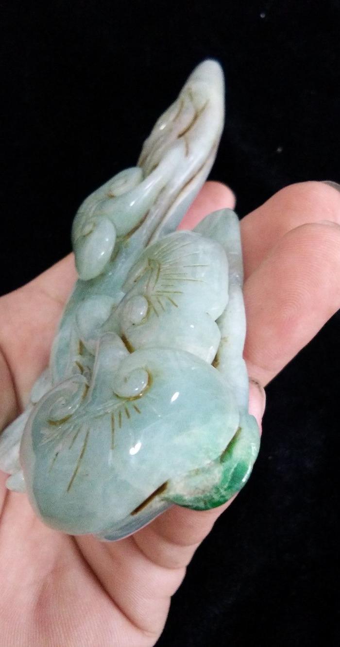 传世老翡翠如意手把件摆件