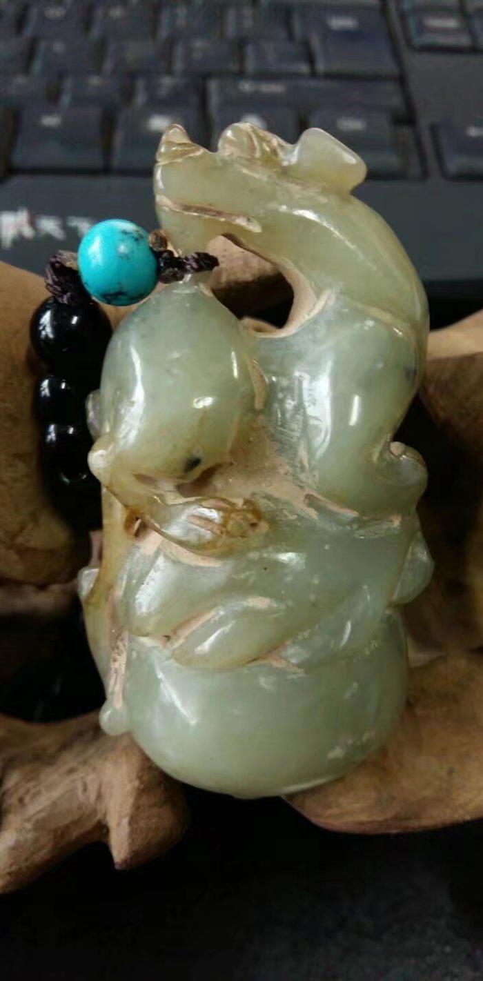 清代岫玉福寿双全坠