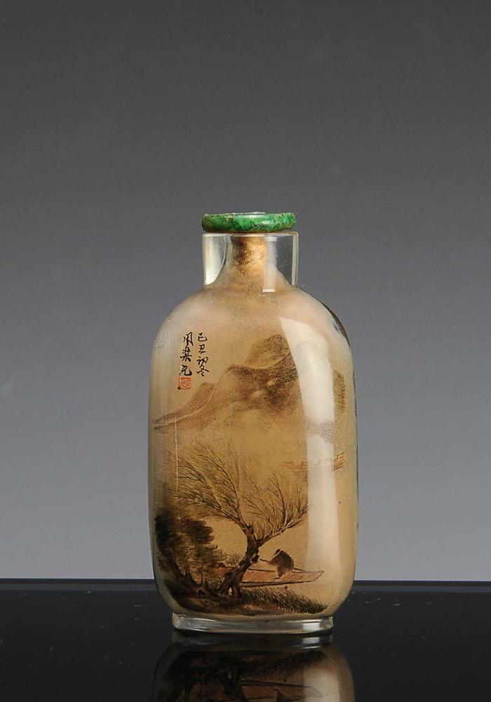 中国反向画鼻烟壶,周乐元