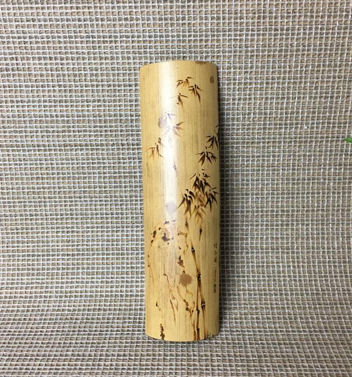 老竹器湘妃竹斑竹俏色烙画竹子臂搁老文房