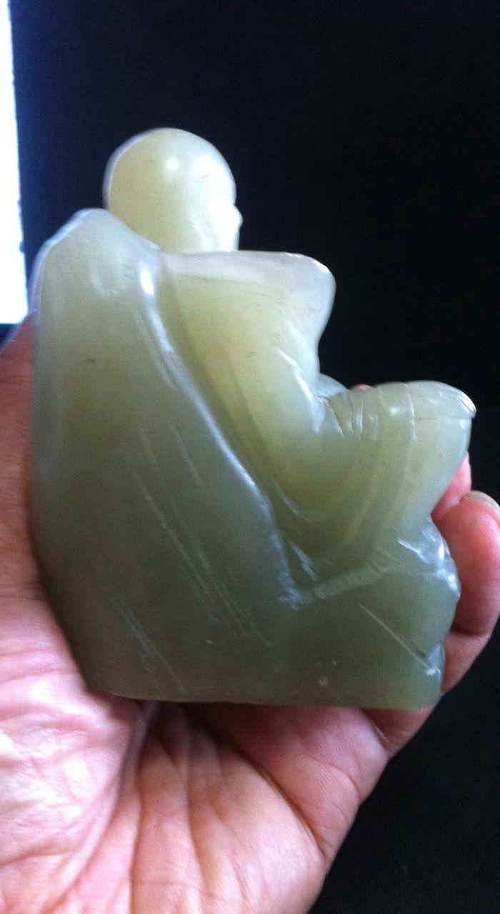 明代艾叶绿寿山石佛像