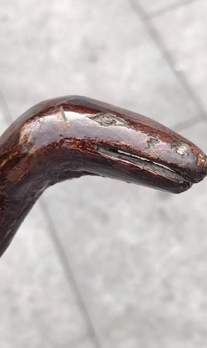 蛇形蛇首老拐杖