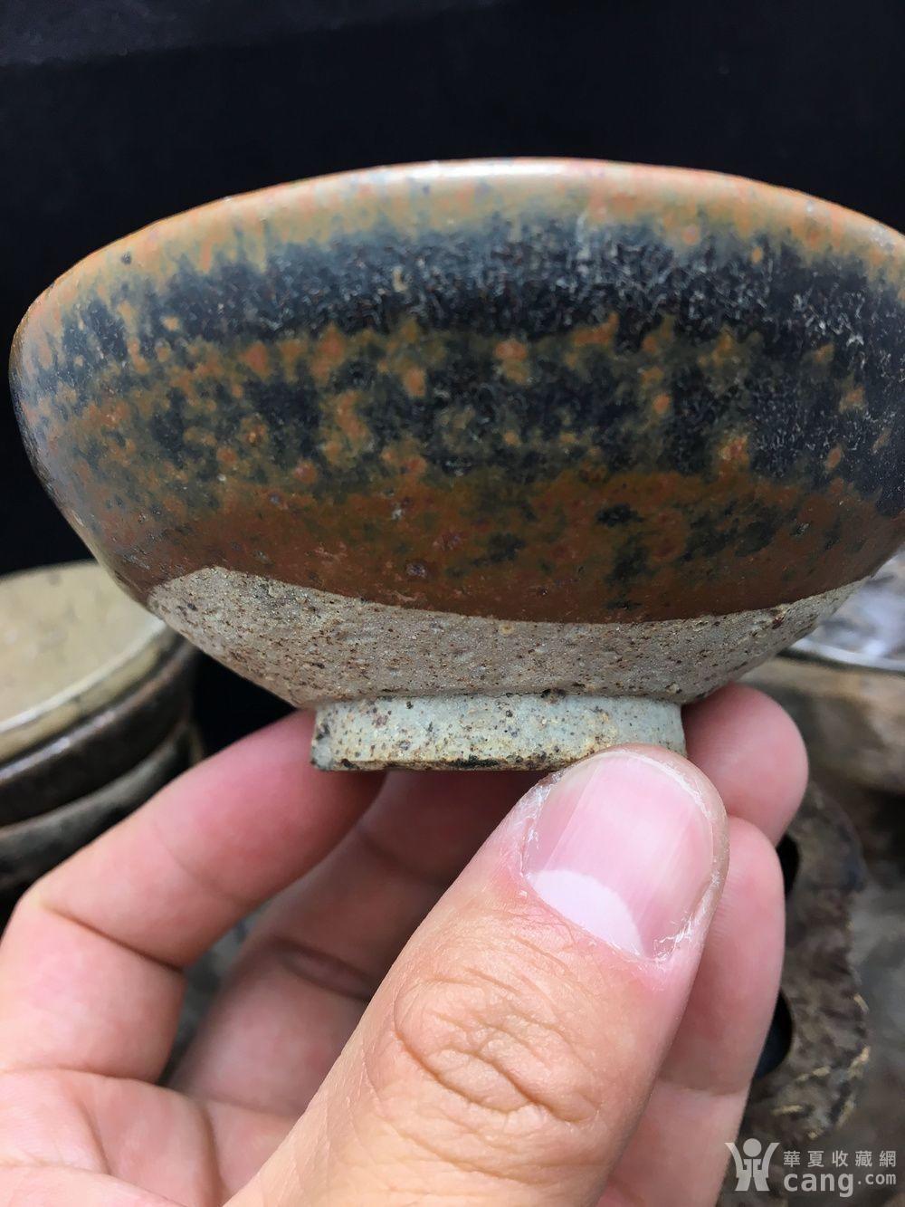 瓷器 高古 包老黑釉牛毛纹茶盏四川乐山西坝窑金缮修复 安全提示为