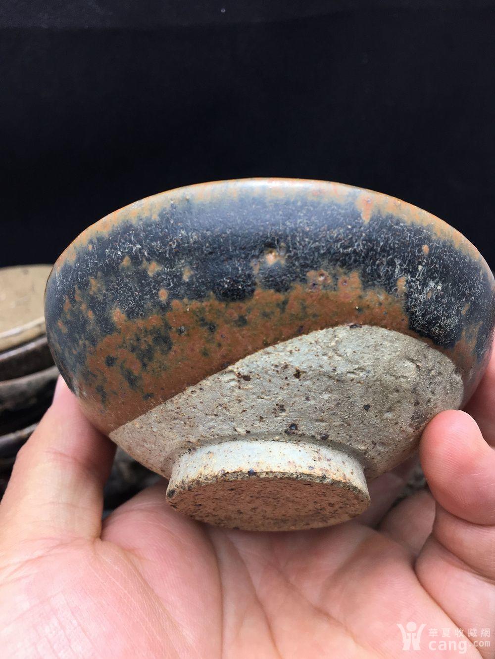 瓷器 高古 包老黑釉牛毛纹茶盏四川乐山西坝窑金缮修复 安全提示为