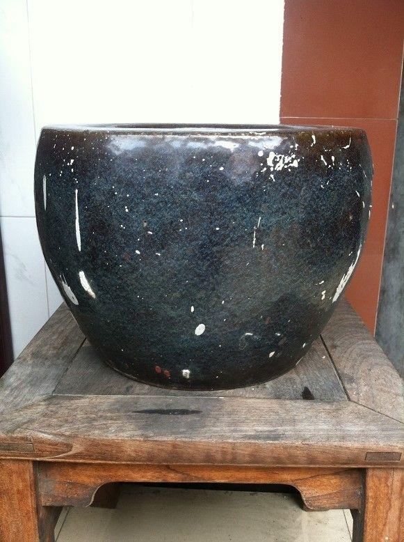 晚清民国鼎泰昌造宜钧窑画缸 紫砂挂釉