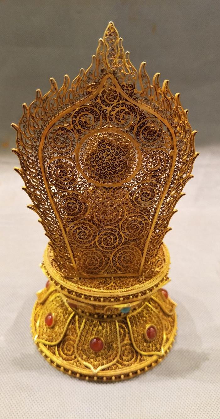 清代银鎏金累丝佛像掐丝