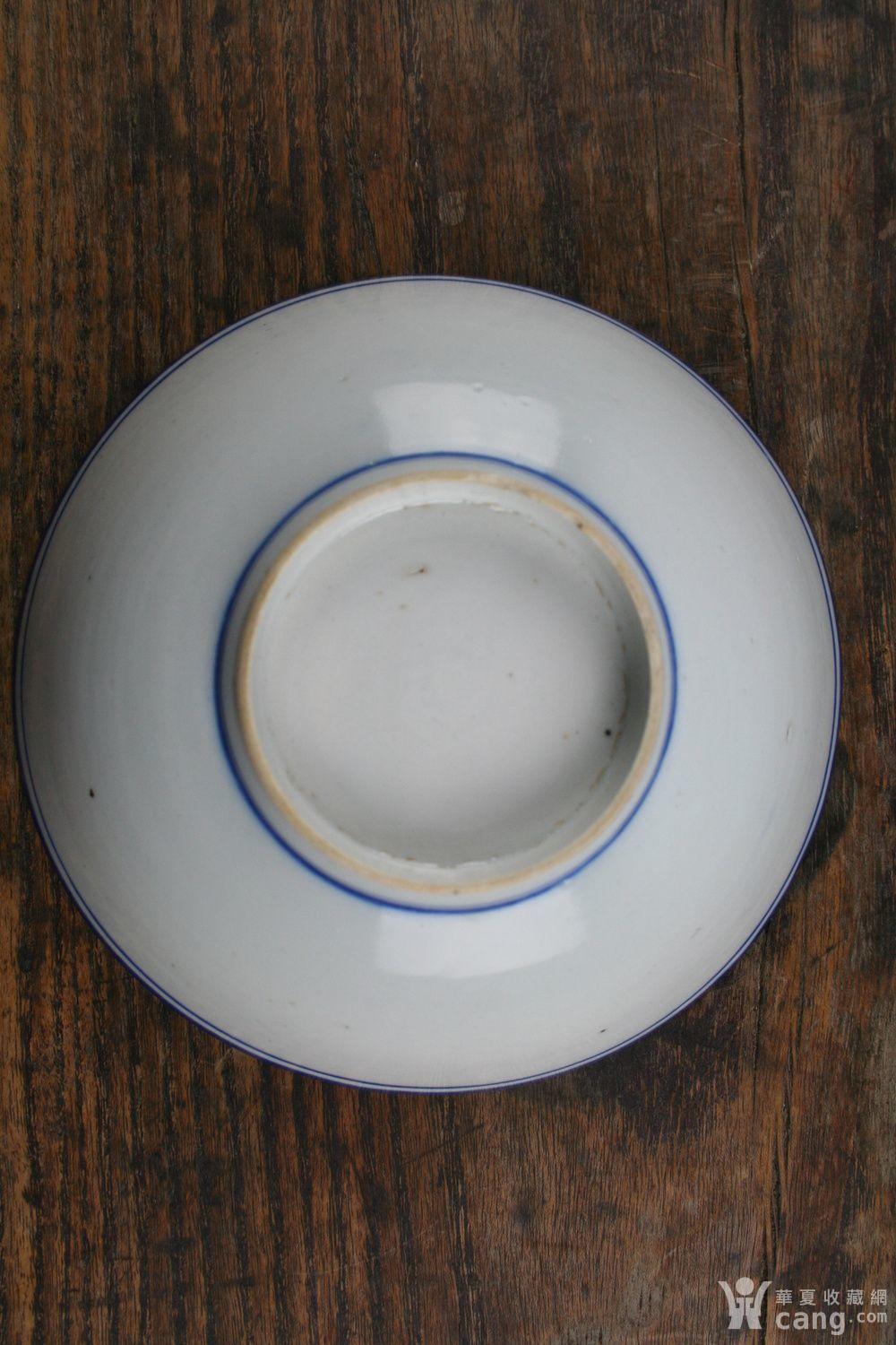 民国薄胎蓝边碗