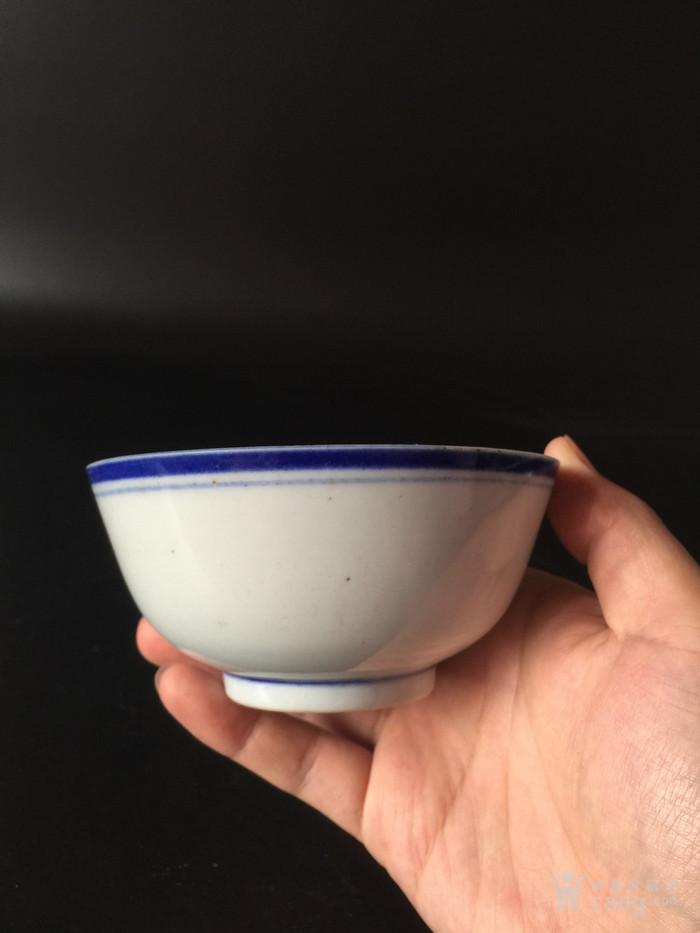 民国蓝边碗一对